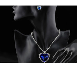 Komplet biżuterii niebieskie cyrkonie serce