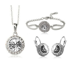 Komplet biżuterii Kate białe cyrkonie kryształki na prezent