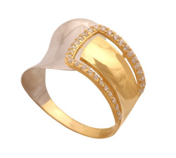 Złoty pierścionek 585 z białym złotem szeroki r 15