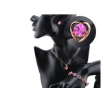 Komplet biżuterii serduszka z różowymi cyrkoniami serca na prezent