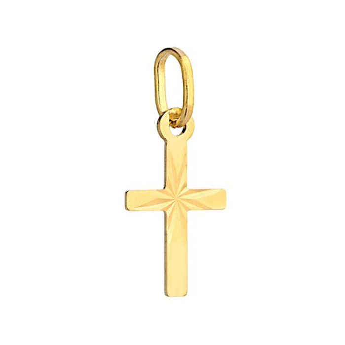 Złoty krzyż 585 krzyżyk delikatny zdobiony