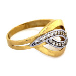 Złoty pierścionek 585 dwa odcienie złota cyrkonie 2,50 g