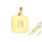 Złoty komplet 333 medalik Matka Boska z łańcuszkiem