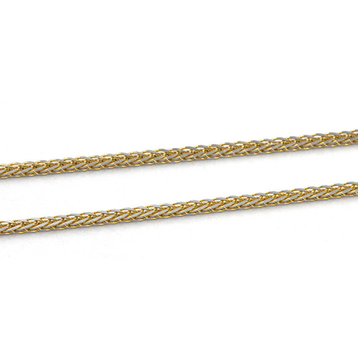 Złoty łańcuszek 585 lisi ogon z białymi elementami 50 cm