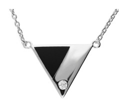 Srebrny naszyjnik 925 czarno srebrny trójkąt