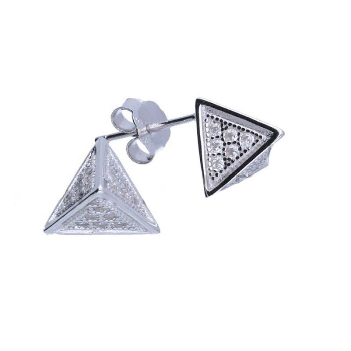 Srebrne kolczyki 925 trójkąty z cyrkoniami 1,75g