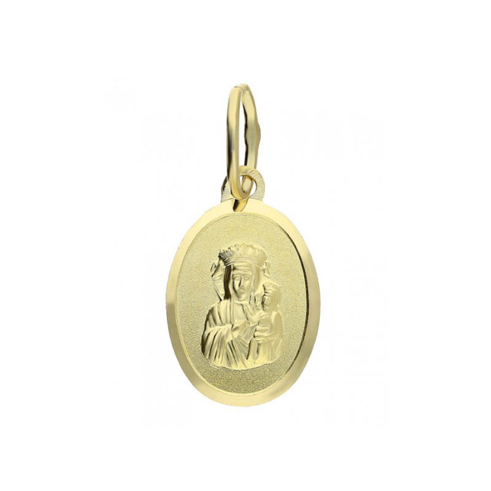 Złoty medalik 585 owalny Matka Boska Częstochowska