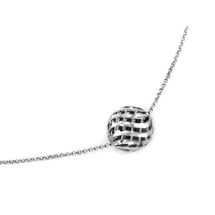 Elegancki srebrny naszyjnik 925 z ażurową kulą bez kamieni