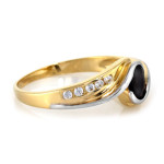 Złoty pierścionek 585 czarna cyrkonia białe złoto