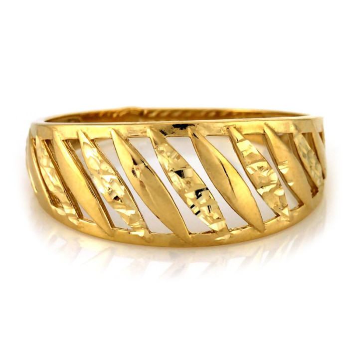 Złoty pierścionek 585 ażurowy w piórka