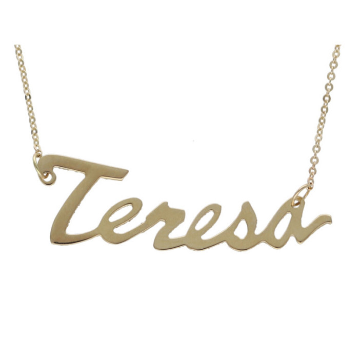 Złoty naszyjnik 585 łańcuszkowa z imieniem Teresa 1,71g