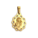 Złoty ażurowy medalik 585  Matka Boska z koronką