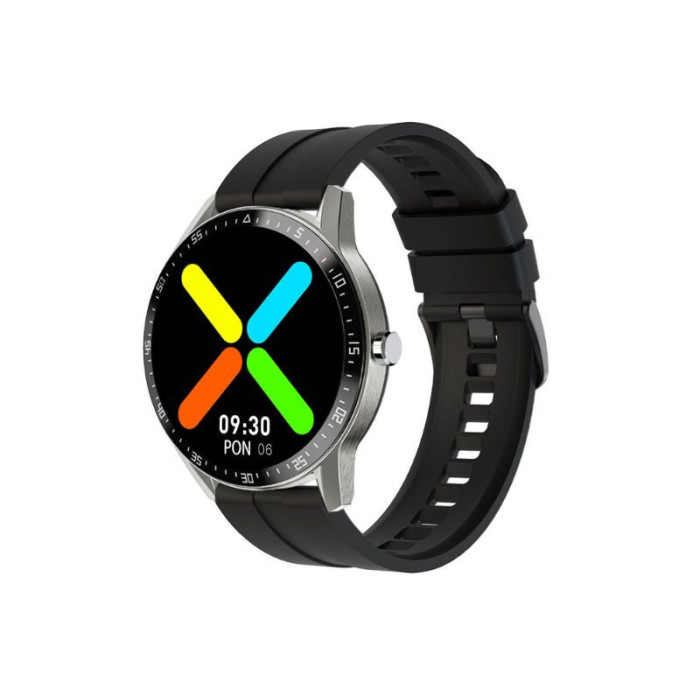 Zegarek smartwatch czarny srebrna koperta sportowy