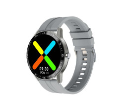 Smartwatch szary z srebrną kopertą wielofunkcyjny zegarek uniseks