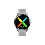 Smartwatch szary z srebrną kopertą wielofunkcyjny zegarek uniseks