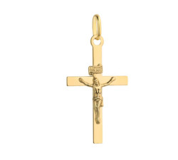 Złoty krzyż 585 KRZYŻYK GŁADKI Z WIZERUNKIEM JEZUSA
