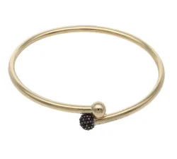 Złota bransoletka 585 bangle z czarnymi kamieniami 6,59g