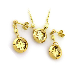 Złoty komplet biżuterii 585 krzyżyki w kole 6.09g