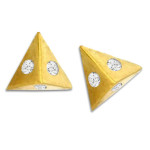 Złote kolczyki 585 piramidki z cyrkoniami