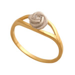 Złoty pierścionek 585 róża białe złoto r 13