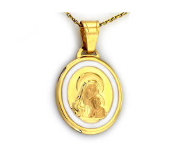 Złoty medalik 585 owalny Matka Boska Dzieciątko