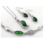 Komplet biżuterii z zielonymi cyrkoniami