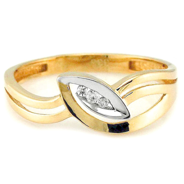 Złoty szeroki pierścionek 585 z białym złotem 1,38 g