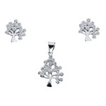 Srebrny komplet biżuterii 925 drzewo szczęścia z cyrkoniami