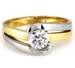 Złoty pierścionek 585z białym złotem cyrkonia 3,11 g