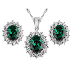 Komplet biżuterii zielone cyrkonie