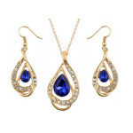Elegancki komplet biżuterii platerowanej z niebieskimi kamieniami