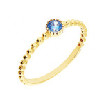 Złoty pierścionek 585 niebieska cyrkonia 0,84 g