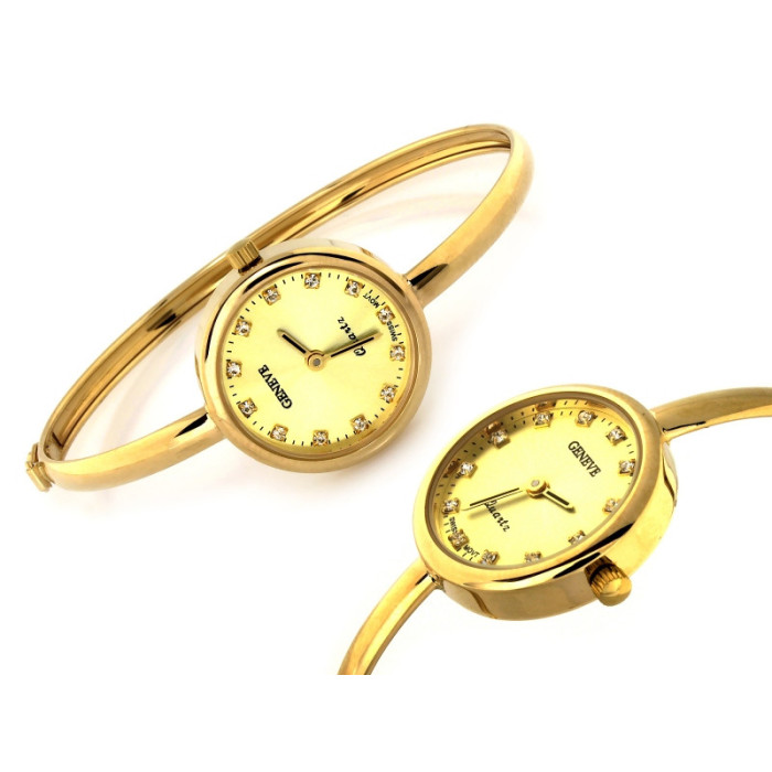 Złoty damski zegarek 585 na sztywnej bransoletce 14,74g