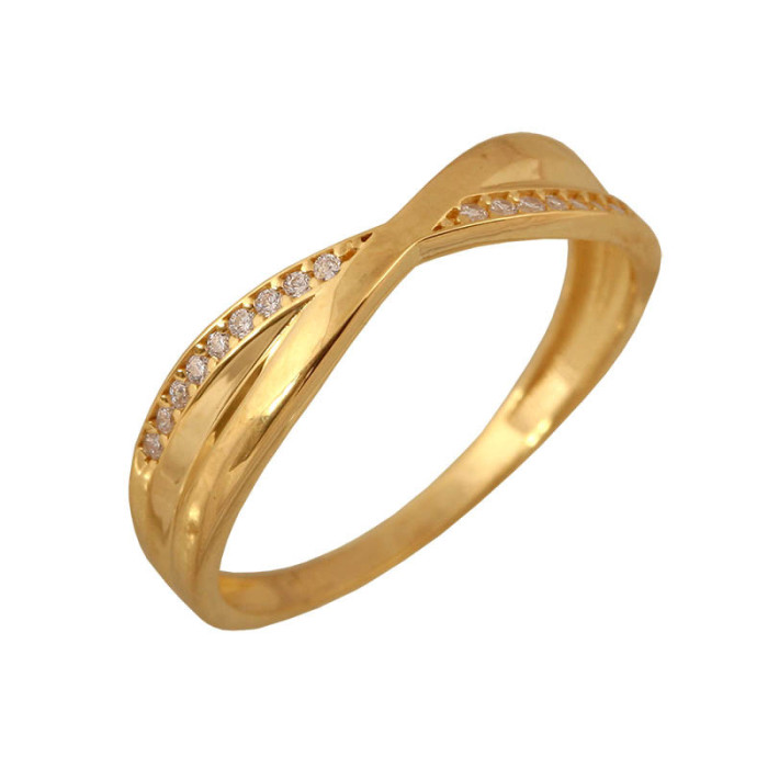 Złoty pierścionek 585 klasyczny z cyrkoniami 1,50 g
