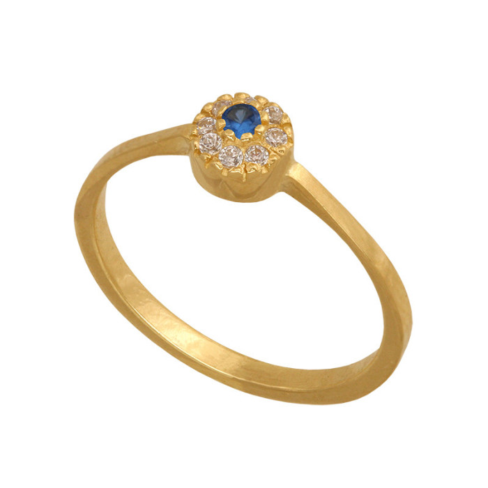 Złoty pierścionek 585 markiza niebieska cyrkonia 1,45 g