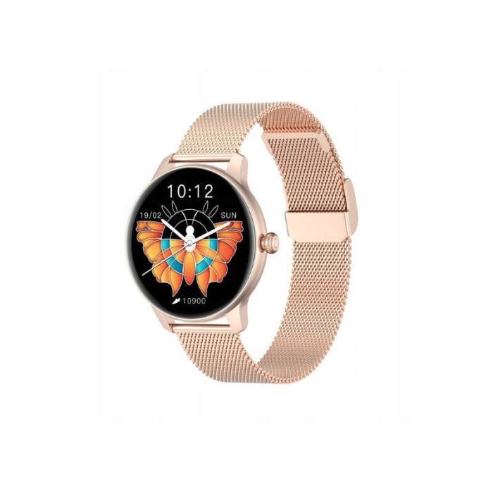 Elegancki Damski zegarek Smartwatch różowe złoto
