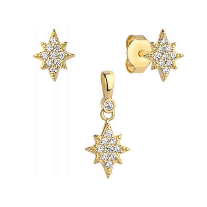 Złoty komplet biżuterii 585 gwiazda polarna 1,2g