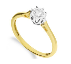 złoty pierścionek z diamentem