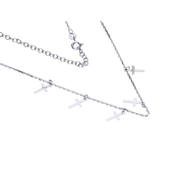 Srebrny naszyjnik 925 łańcuszek z krzyżykami