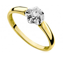 złoty pierścionek brylanty