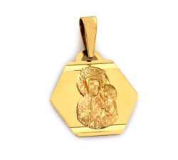Złoty medalik 585 w rombie z Matką Boską 0,72g