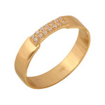 Złoty pierścionek 585 szeroka obrączka cyrkonie r 16