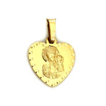 Złoty medalik 585 serduszko z Matką Boską Częstochowską