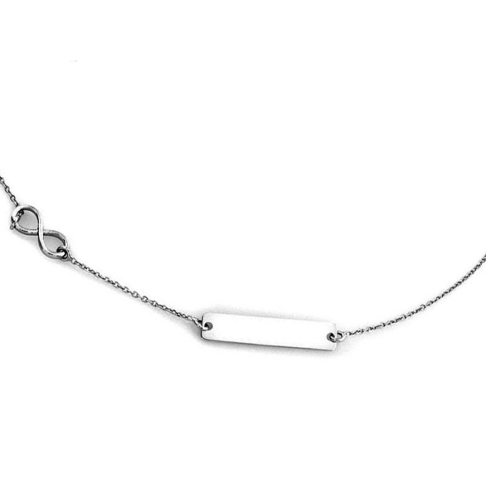 Srebrny naszyjnik 925 łańcuszek z blaszką infinity 2,19 g