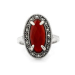 Srebrny pierścionek 925 z czerwoną cyrkonią