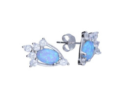 Srebrne kolczyki 925 sztyft Niebieski opal i cyrkonie 1,73g