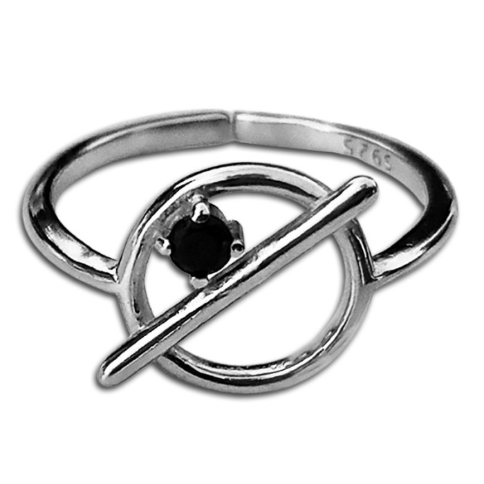 Srebrny pierścionek 925 ring z cyrkonią pałeczka 16r