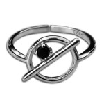 Srebrny pierścionek 925 ring z cyrkonią pałeczka 16r