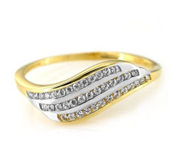 Złoty pierścionek 585 elegancki z cyrkoniami