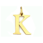 Złota przywieszka 585 blaszka w kształcie literki K